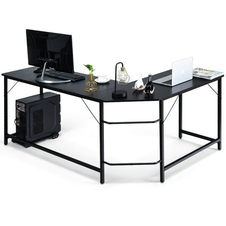 GOPLUS Bureau Informatique Coin en Forme de L Caf/é Charge Max 100KG Bureau//Table d/’Angle Ordinateur 167,5 x 125,5 x 73,5CM avec Support CPU Mobile Etude Table pour Maison et Bureau